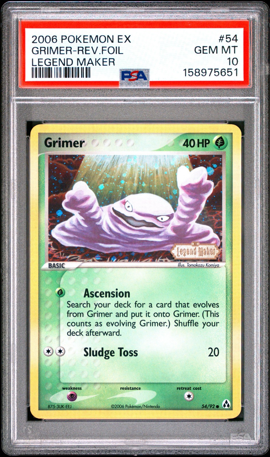 Pokemon Grimer EX Legend Maker Reverse Holo Stamped #54 PSA 10 Gem Mint