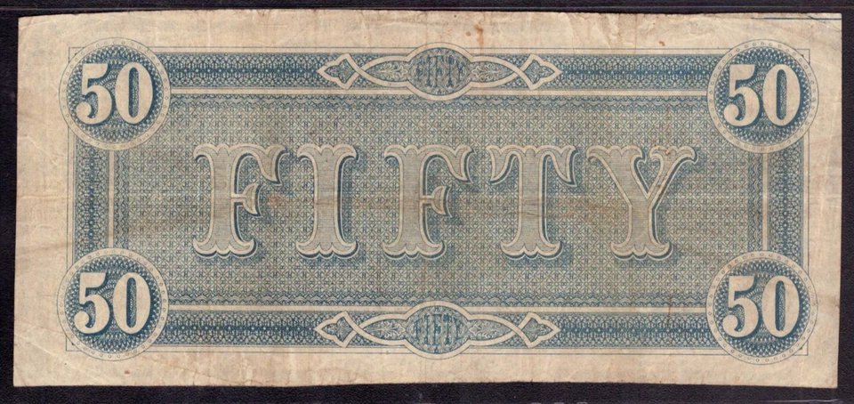 1864 $50 CONFEDERATE STATES OF AMERICA NOTE T-66 LOW SERIAL #5 PMG VF 25 - Image 4 of 4