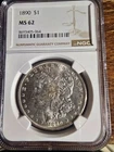 Morgan Dollar 1890 NGC MS62