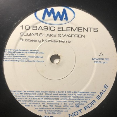 Sugar Shake - 10 Basic Elements - Used Vinyl Record 12 - 99 - Promo - E5628z