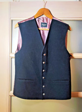 Vintage Burtons Menswear Black Velvet Waistcoat Vest UK Made Size S 36  38