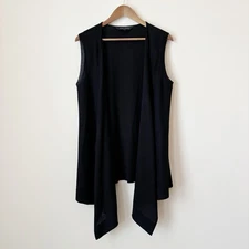 Ming Wang Sleeveless Cardigan Medium Black Longline