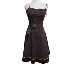 VTG Ruby Rox Brown Polka Dot Fit & Flare Pin Up Rockabilly Dress Size 3 Tulle