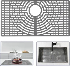 Silicone Sink Protector 30"X16" Rear Drain Hole, Heat Resistant Non-Slip Dishwas