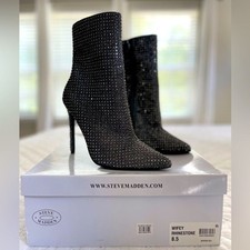 Steve Madden Glittering Black Rhinestone Booties