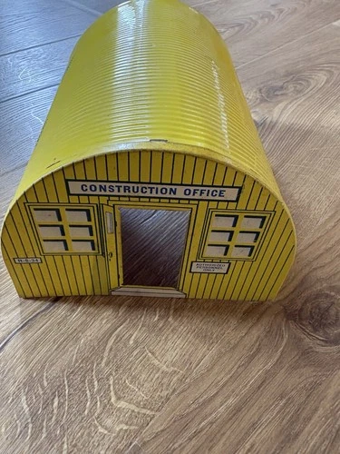 Vintage Marx Big Inch Pipeline Construction Office–Yellow Metal 1960s Playset