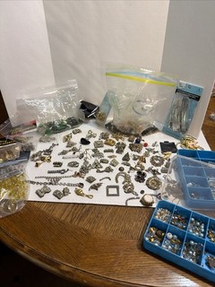 Large Lot Craft Jewelry Findings Stones Beads Rhinestones Repurpose Junk