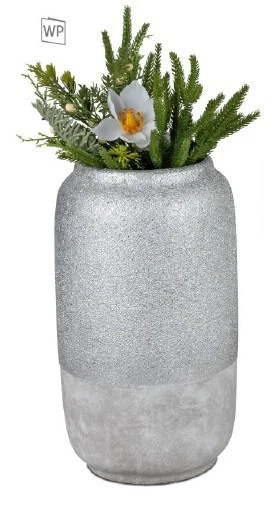 formano Vase grau-silber 19x34cm aus Steingut, Oberfläche Struktur matt 783820