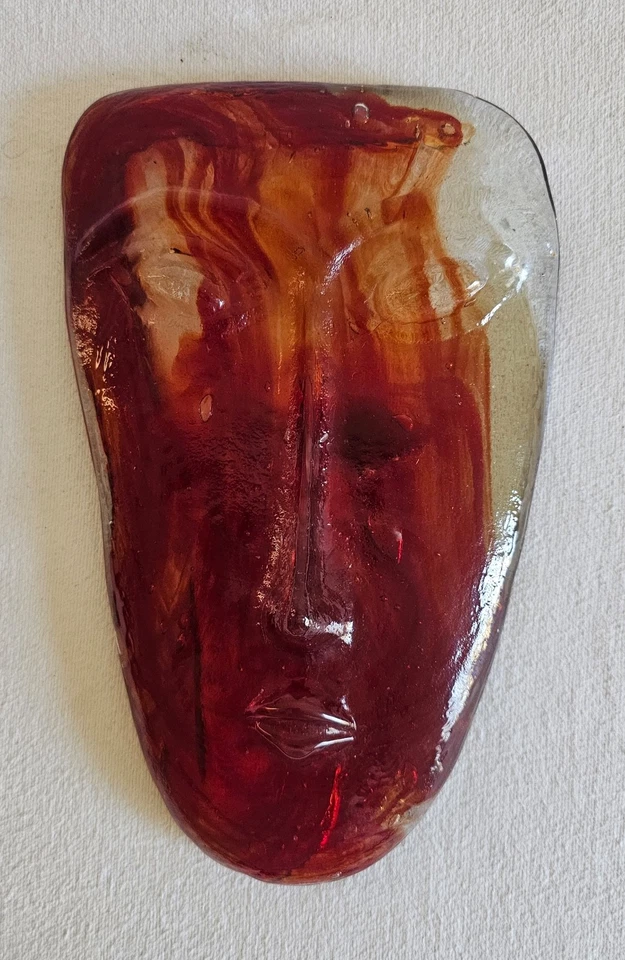 Escultura de máscara de vidrio arte fundido 'Sky Dreamer' México años 80 JARAMILLO BROTHERS Foto 3 de 4