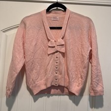 VTG Saks Fifth Avenue By Carlee Made In Scotland Pink Cropped Cardigan