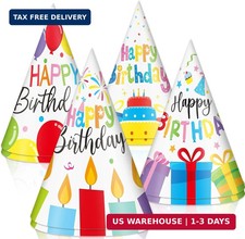 Lonfliness 32Pcs Colorful Party Hats for Kids Happy Birthday Cone Paper Hats Cla
