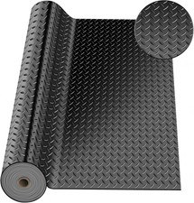 4 X 20 FT Garage Floor Mat, Diamond Plate Rubber Flooring Roll, PVC Garage Floor