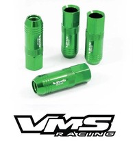 Vms Green 60mm Aluminum Extended Tuner Lug Nuts Lugs For Wheels Rims 12x1.5 4pcs