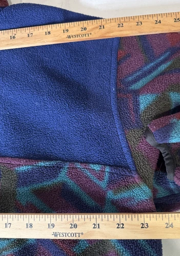 Vintage MERKLEY HEADGEAR Blue Aztec Print Fleece Sherpa Sweater Pullover Sz XL image 3