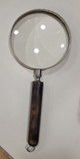Vintage 9"L Magnifying Glass 4" Diameter Wood Handle