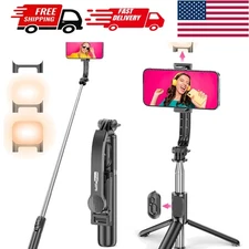 Luxurious Selfie Stick Tripod with Detachable Fill Light & Remote - Compact D...