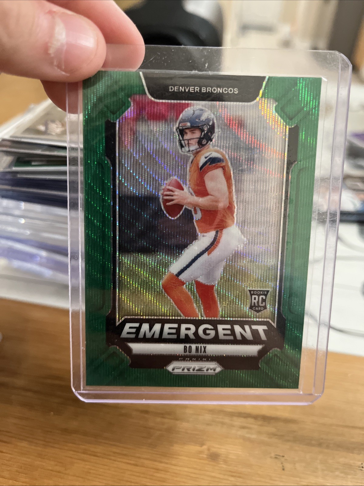 2024 Panini Prizm Bo Nix Emergent Green Wave No. 3 Rookie Card Ships In Mag!!