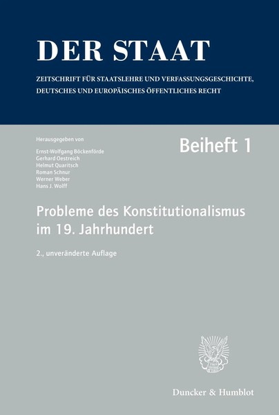 Probleme Des Konstitutionalismus Im 19. Jahrhundert Ernst-Wolfgang BöCkenföRde-image