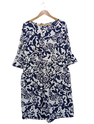 CREATION L. Langarmkleid Damen Kleid Gr. DE 44 weiß-schwarz Casual-Look