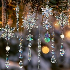 Christmas Tree Decorations Crystal Ornaments - 18pcs Iridescent Christmas Orname