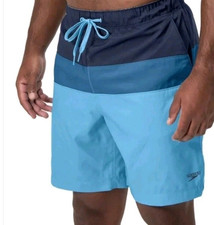 Speedo Men's S Tech Volley Blue Color Block Swim Shorts/ Swim Trunk N0754