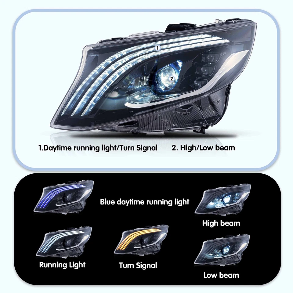 Paar VLAND VOLL LED Scheinwerfer für Mercedez Benz Metris Vito W447 2016-2023 - Bild 2 von 4