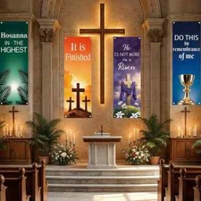 Church Banners with Scripture for Sanctuary Wall Worship Background