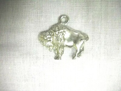 FULL BODY BUFFALO PROFILE CAST AMERICAN BISON PEWTER PENDANT ADJ NECKLACE