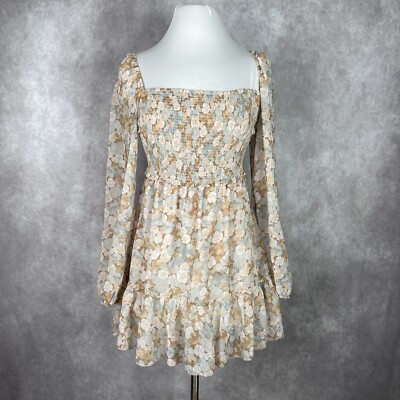 white christmas dresses Printed Chiffon Smocked Mini Dress Small main image 0