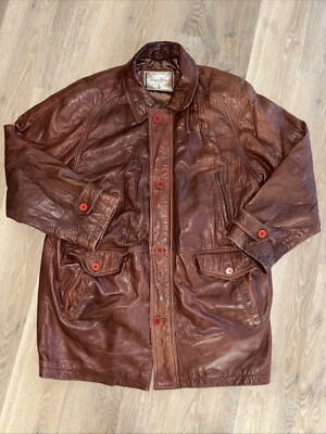 Ocean King Leather Jacket Blouson Leather Chestnut Brown Mens Large tall VTG