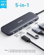 Anker 5-in-1 USB-C Hub Splitter with 4K HDMI/5Gbps USB-C Data Ports/USB-A|Refurb