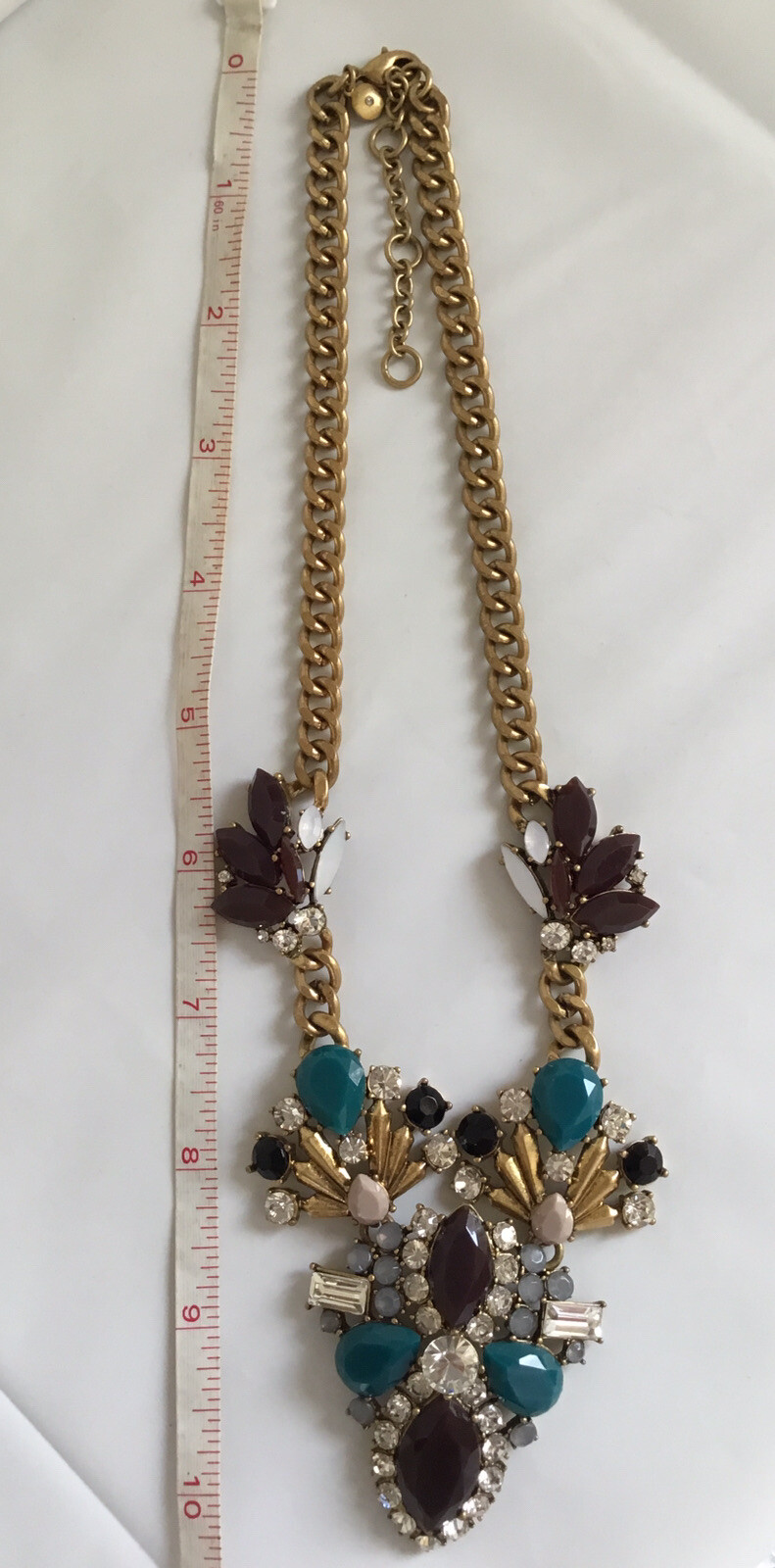 J Crew Multi Tone Rhinestone Statement Necklace G… - image 8