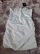 PLT Bandeau Binded Cup Runched Dress Off White 12 BNWT sold out on web