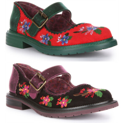 Irregular Choice Hilltop Schnalle Party Floral Damen Trainer In Schwarz EU 36-42
