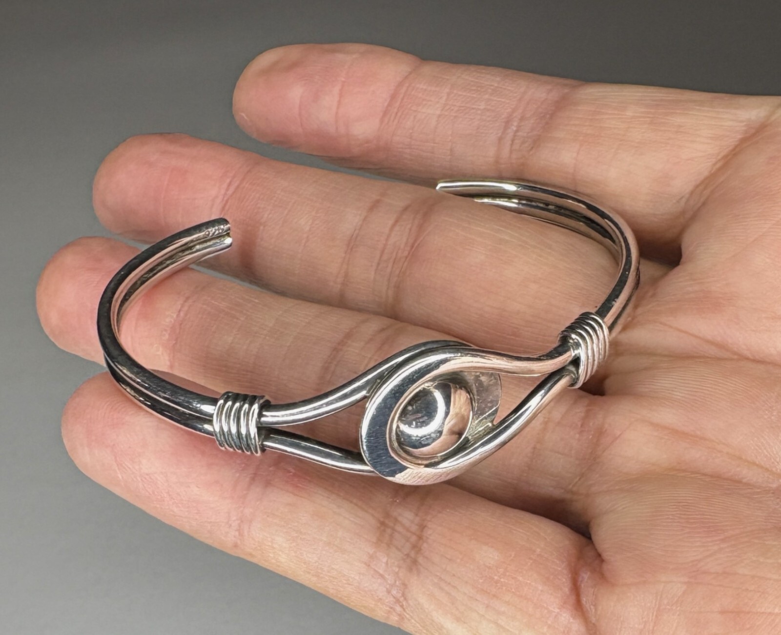 Vintage Solid Sterling Silver 925 Cuff Bracelet 6… - image 5