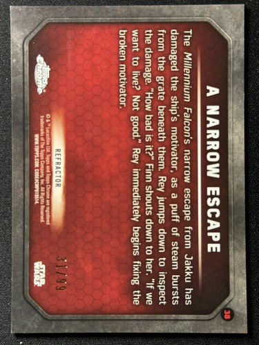 2016 Topps Chrome Star Wars Force Awakens Prism Refractor /99 Narrow Escape #38 - Photo 2 sur 2