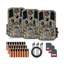 Trail Camera 3 Pack 30MP 1920P HD Game Camera with SD Cards, 0.2s Trigger Tim...