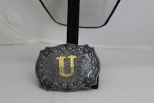 WMG U Initial Gold Tone Rodeo Western Fashion Unisex Cowboy Belt Buckle