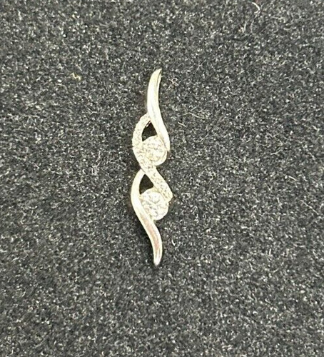 14K White Gold Modern Style Natural Diamond Infinity Pendant