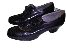Vintage 1920's 30's Black Leather Shoes by Selby for Sommer & Kaufman Size 5
