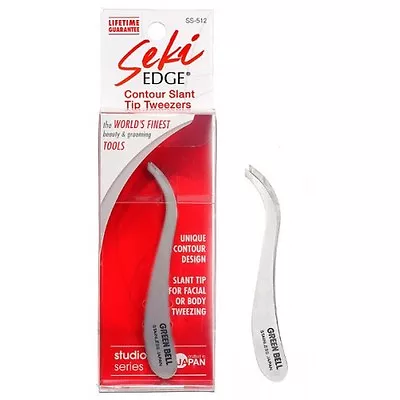 Seki Edge - Contour Slant Tip Tweezers SS-512 S-shaped curved, comfort & viewing