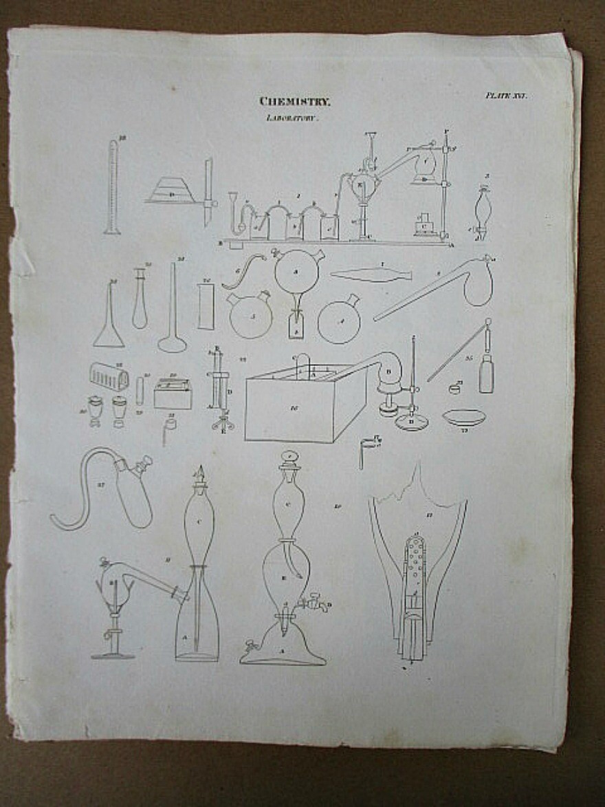 Vintage Engraving,CHEMISTRY,Laboratory Tools,1810 | eBay