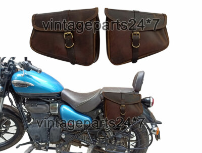 Royal Enfield Meteor 350cc Genuine Leather Tobacco Color Packing Bags Pair D6