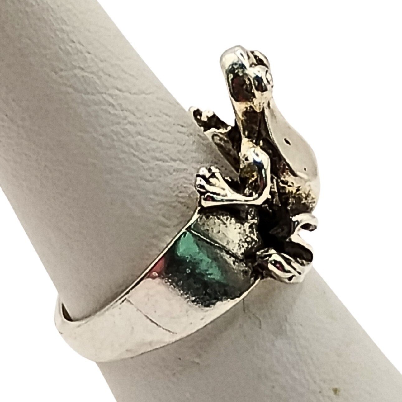 Womens Silver Plated Frog Statement Ring Size 6.5… - image 3