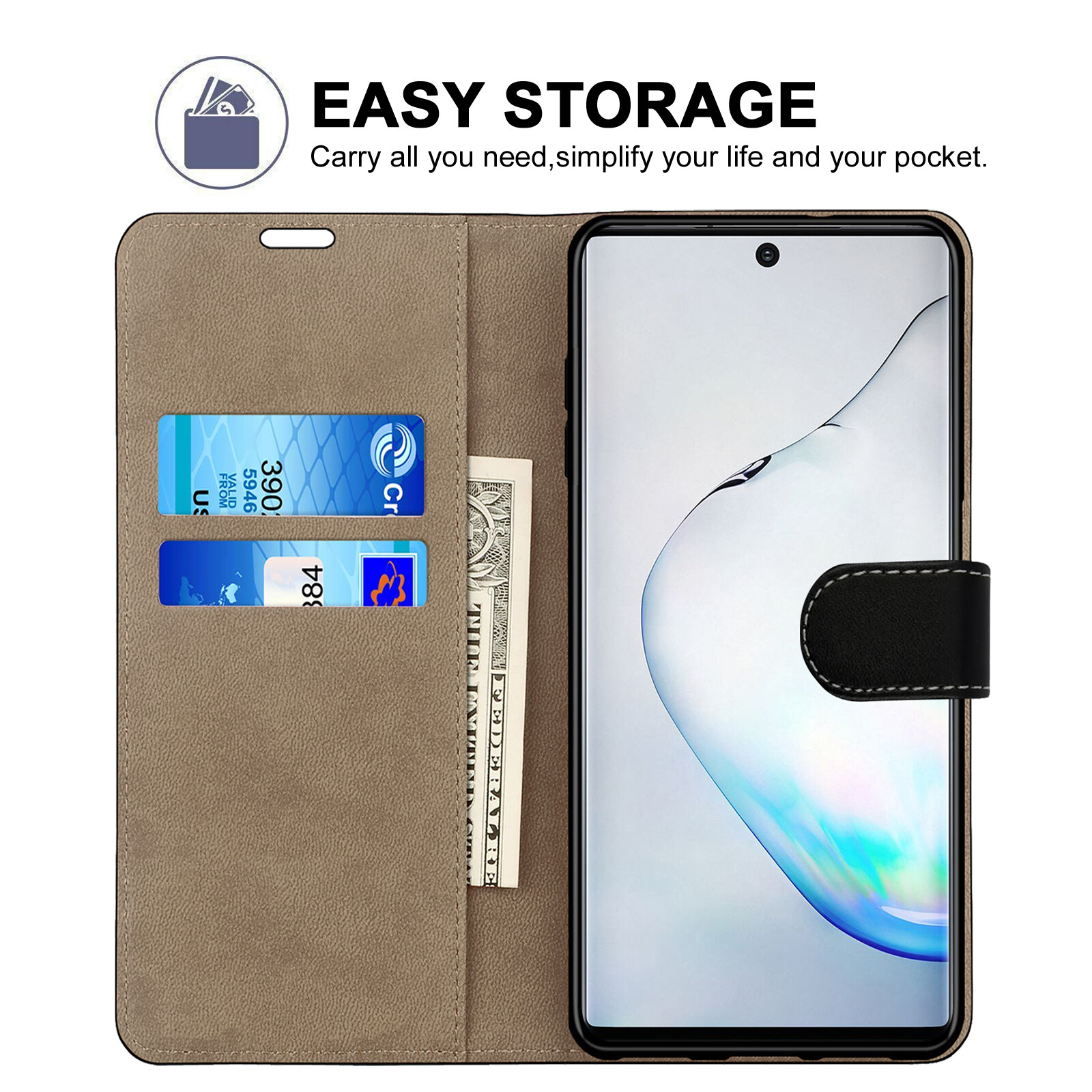 Leather Wallet Flip Case for Samsung Galaxy Note 20 10 9 8 5 4 Phone