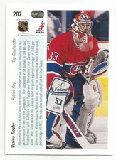 PATRICK ROY 1990-91 UPPER DECK VEZINA CARD NEAR MINT CONDITION