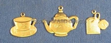 48pc Raw Brass Java Tea Coffee Party Set Charms 5755