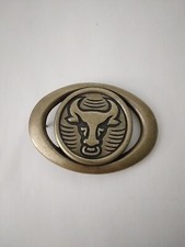 1980's Vintage Brass Bull Belt Buckle - Bull w/ ring in nose - Rodeo - Bullrider