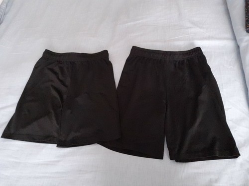 BOYS 2 PAIRS BLACK SCHOOL P.E. SHORTS 1 X 9-10/ 1 X 11-12 WITH DRAWSTRING WAIST - Picture 4 of 4