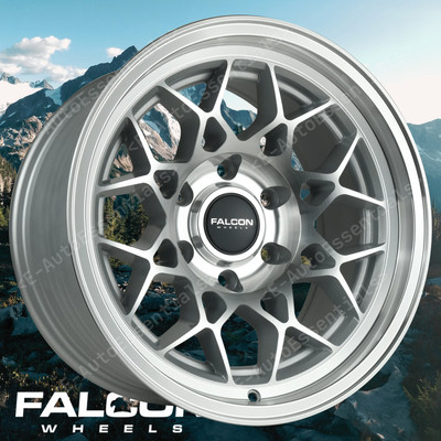 17x9 6x139.7 6x5.5 -12 OFFSET FALCONTX3 MACHINE SILVER MESH SPOKE TRUCK WHEELS 4
